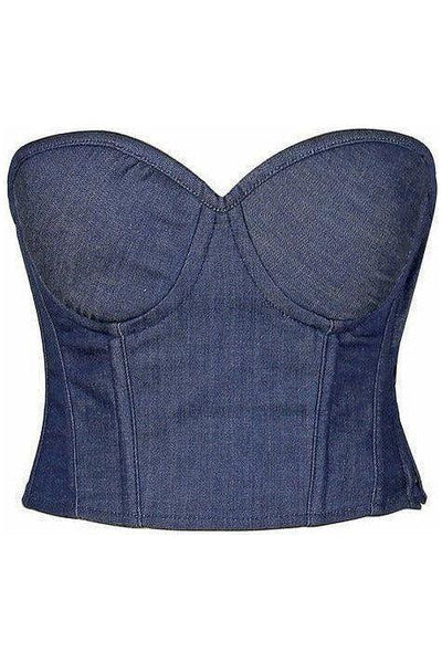 Lavish Blue Denim Underwire Bustier - Daisy Corsets