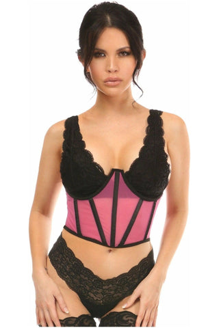 Lavish Pink Mesh Open Cup Waist Cincher - Daisy Corsets