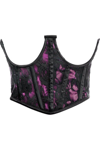 Lavish Pink w/Black Lace Overlay Open Cup Waist Cincher - Daisy Corsets