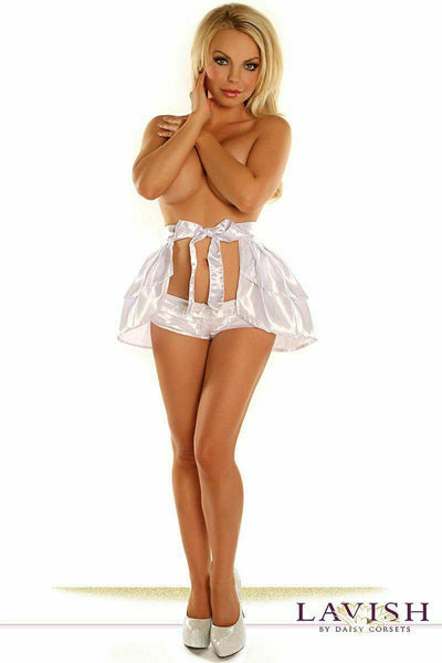 White Satin Layered Ruffle Skirt - Daisy Corsets